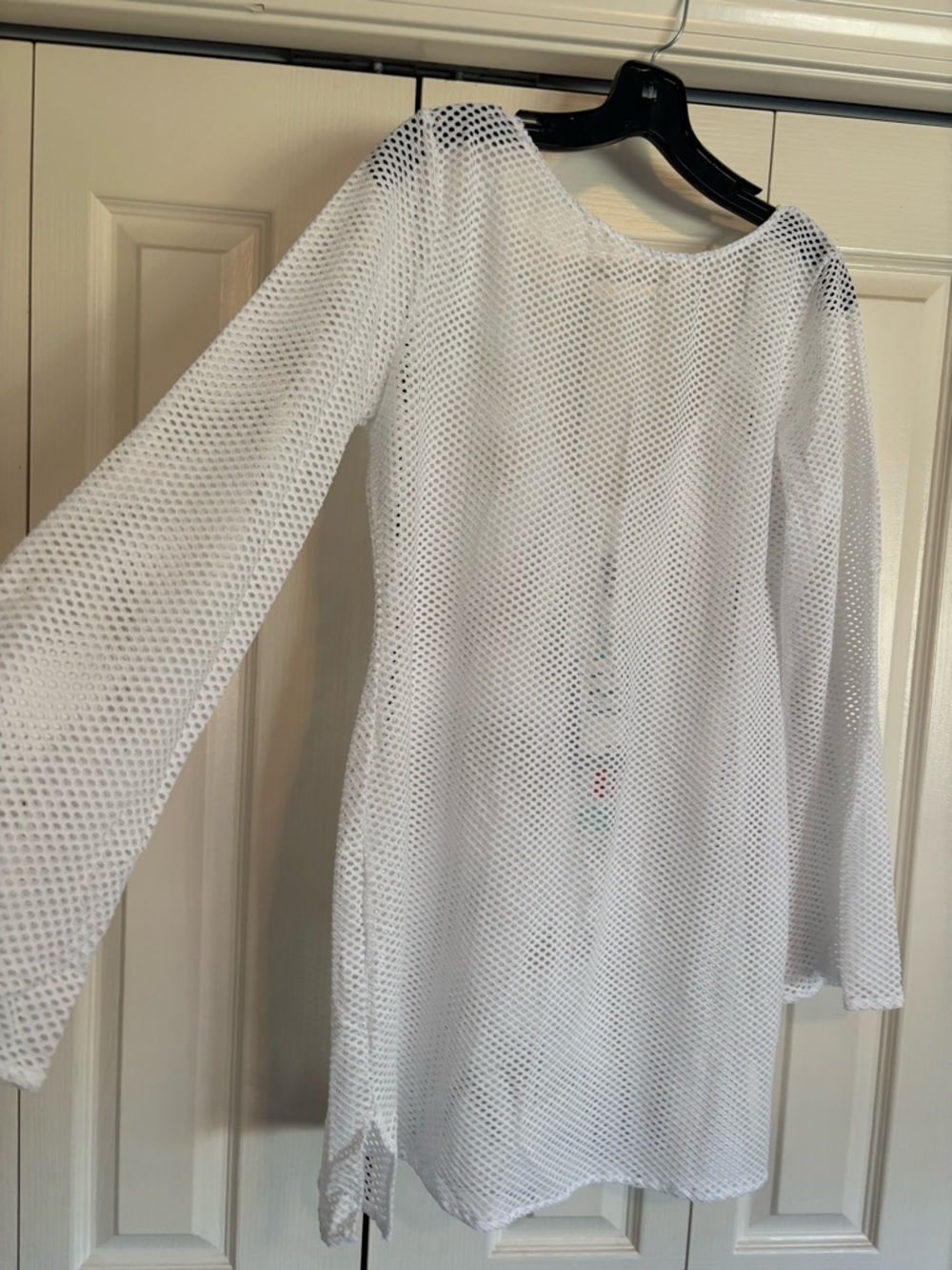 Nordstrom Sea Level White Mesh Long-Sleeve Tunic Cover-Up